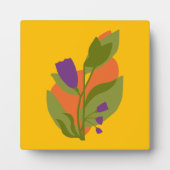 Bernsteingelb mit violetter Blume Fotoplatte (Vorderseite)