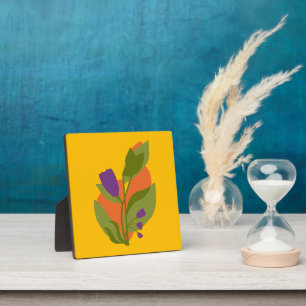 Bernsteingelb mit violetter Blume Fotoplatte