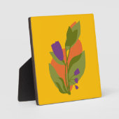 Bernsteingelb mit violetter Blume Fotoplatte (Vorderseite)