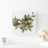 Berries001 Quadratische Wanduhr (Zuhause)