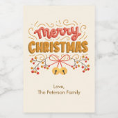 Berries and Bells Frohe Weihnachten Lebensmitteletikett (Einzelnes Label)