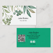 Berries and Branches Watercolor Classic Visitenkarte (Vorne/Hinten)