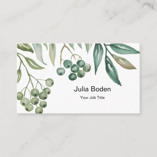 Berries and Branches Watercolor Classic Visitenkarte (Vorderseite)