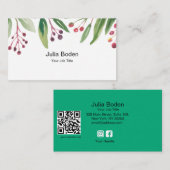 Berries and Branches Watercolor Elegant Visitenkarte (Vorne/Hinten)