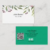 Berries and Branches Watercolor Elegant Visitenkarte (Vorne/Hinten)