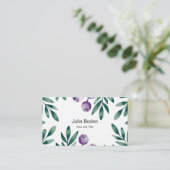 Berries and Branches Watercolor Foliage Visitenkarte (Stehend Vorderseite)