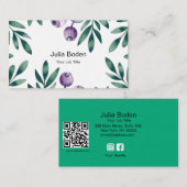 Berries and Branches Watercolor Foliage Visitenkarte (Vorne/Hinten)