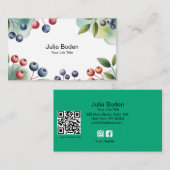 Berries and Branches Watercolor Fruit Visitenkarte (Vorne/Hinten)