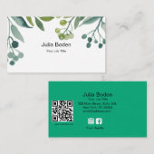 Berries and Branches Watercolor Green Foliage Visitenkarte (Vorne/Hinten)