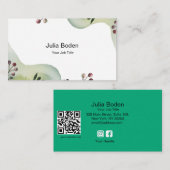 Berries and Branches Watercolor Minimalist Visitenkarte (Vorne/Hinten)