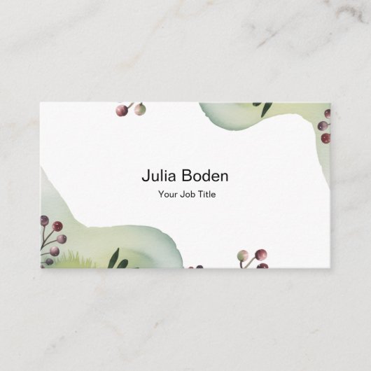 Berries and Branches Watercolor Minimalist Visitenkarte (Vorderseite)