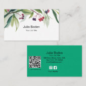 Berries and Branches Watercolor Rustic Visitenkarte (Vorne/Hinten)