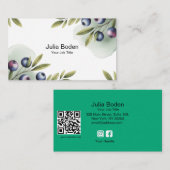 Berries and Branches Watercolor Splash Visitenkarte (Vorne/Hinten)