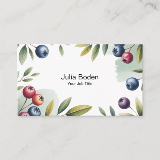 Berries and Branches Watercolor Surround Visitenkarte (Vorderseite)