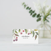 Berries and Branches Watercolor Top Visitenkarte (Stehend Vorderseite)