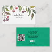 Berries and Branches Watercolor Top Visitenkarte (Vorne/Hinten)