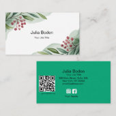 Berries and Branches Watercolor Two Tone Visitenkarte (Vorne/Hinten)