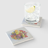 Berries aus Hyperrealismus Ölmalerei Steinuntersetzer (Seitenansicht)