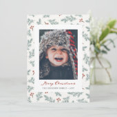 Berries Botanische Weihnachtskarte Feiertagskarte (Stehend Vorderseite)