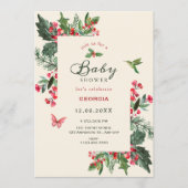 Berries branch floral baby shower einladung (Vorderseite)