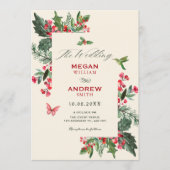 Berries branch floral wedding  einladung (Vorderseite)