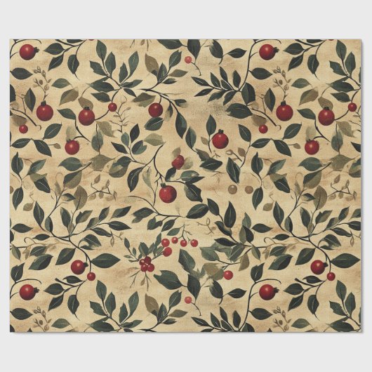 Berries Christmas Art Geschenkpapier (Flach)