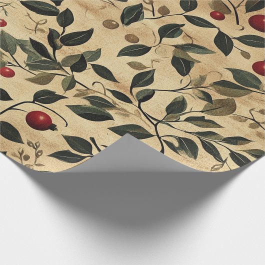 Berries Christmas Art Geschenkpapier (Ecke)