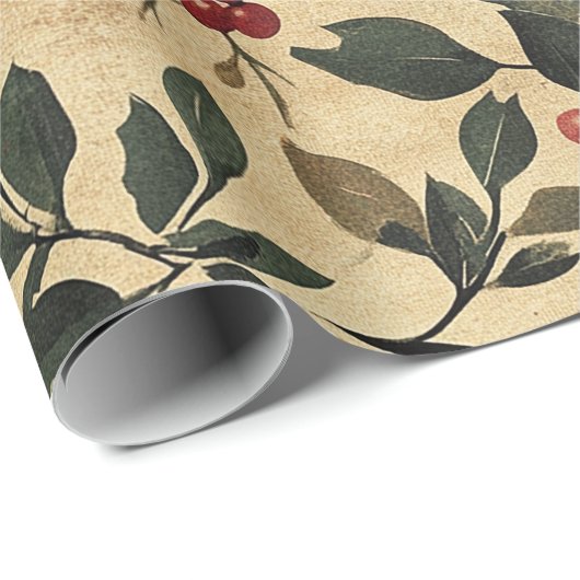 Berries Christmas Art Geschenkpapier (Rolleneckpunkt)