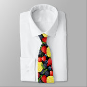 Berries & Citrus Pattern Men’s Necktie Krawatte (Gebunden)