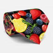 Berries & Citrus Pattern Men’s Necktie Krawatte (Gerollt)