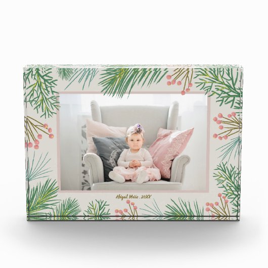 Berries Evergreens Christmas Custom Fotoblock (Vorderseite)