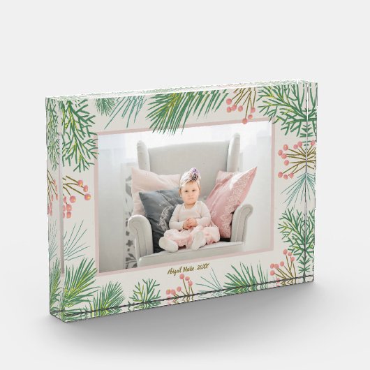 Berries Evergreens Christmas Custom Fotoblock (Links)