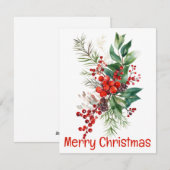 Berries Ferns and Blätter Weihnachtskarte Feiertagskarte (Vorne/Hinten)