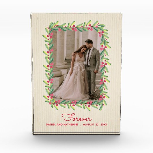 Berries Greenery Bride Groom Wedding Fotoblock (Vorderseite)
