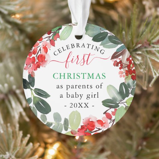 Berries Greenery Kreath Erster Weihnachtsfeiertag Ornament (Baum)