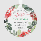Berries Greenery Kreath Erster Weihnachtsfeiertag Ornament (Rückseite)