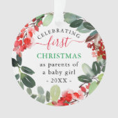 Berries Greenery Kreath Erster Weihnachtsfeiertag Ornament (Vorderseite)