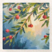 Berries & Greenery | Merry Christmas Glasuntersetzer (Vorderseite)