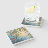 Berries & Greenery | Merry Christmas Steinuntersetzer (Seitenansicht)