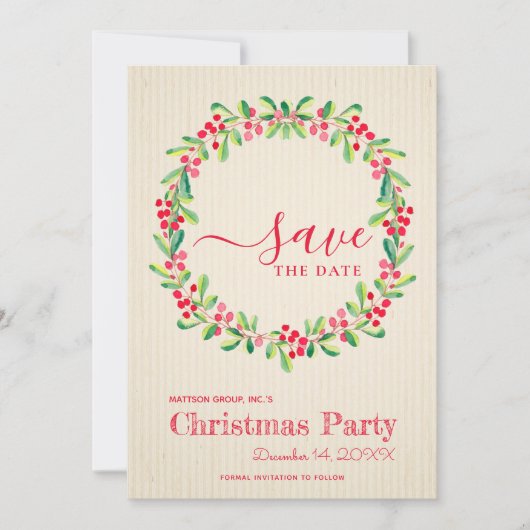 Berries Greenery Wreath Save the Date (Vorderseite)