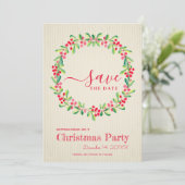 Berries Greenery Wreath Save the Date (Stehend Vorderseite)