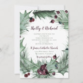 Berries, Holly und Ferns Winter Wedding Einladung (Vorderseite)
