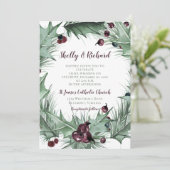 Berries, Holly und Ferns Winter Wedding Einladung (Stehend Vorderseite)