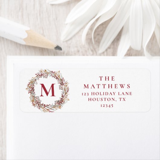 Berries Monogram Holiday Rücksendeadresse (Insitu)