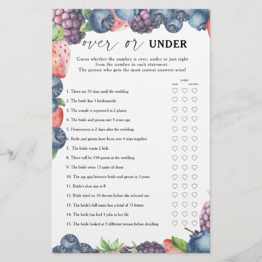 Berries - Over oder under Brautparty (Vorderseite)