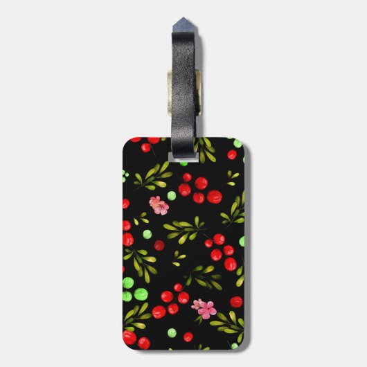 Berries Pattern Gepäckanhänger (Rückseite vertikal)