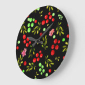 Berries Pattern Große Wanduhr (Winkel)