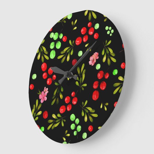 Berries Pattern Große Wanduhr (Winkel)