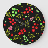 Berries Pattern Große Wanduhr (Vorderseite)