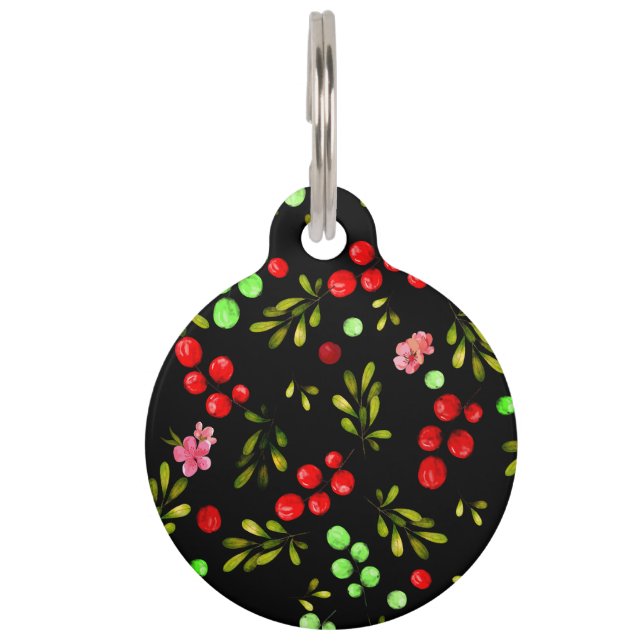 Berries Pattern Haustiermarke (Vorderseite)